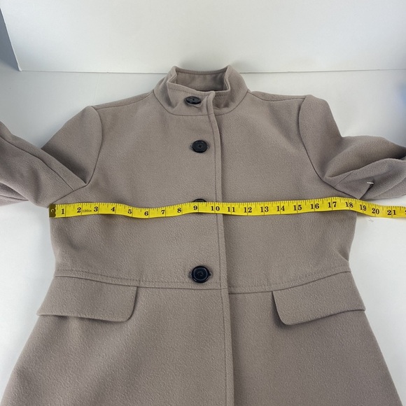 2/$25 Formal beige tan button up high neck pea coat mediumweight Jacket sz small - Picture 3 of 9